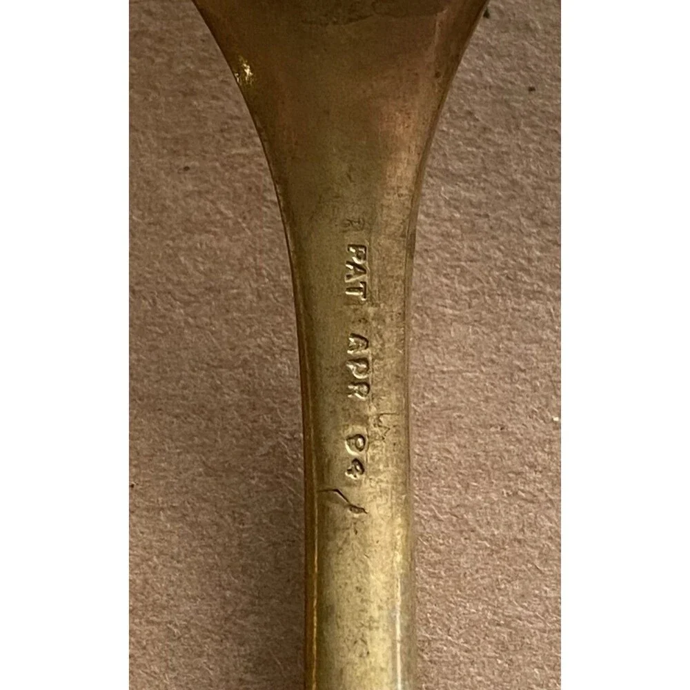 Vintage Waldo HE Gold Tone Brass Dinner Forks Lot of 4 Rococo Scroll Flatware 7